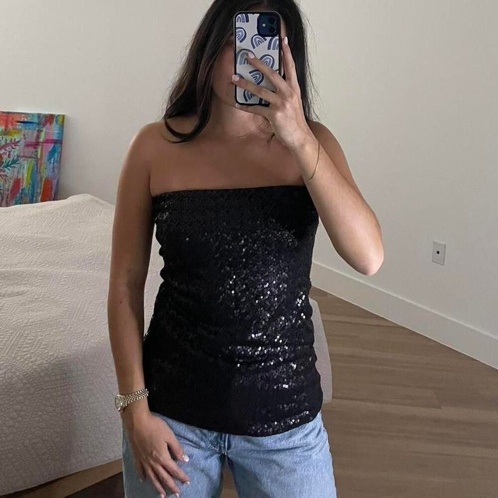 Cabi Sequin Tube Top Women's M Partywear Fitted Glam Y2K 2000s Going Out Formal